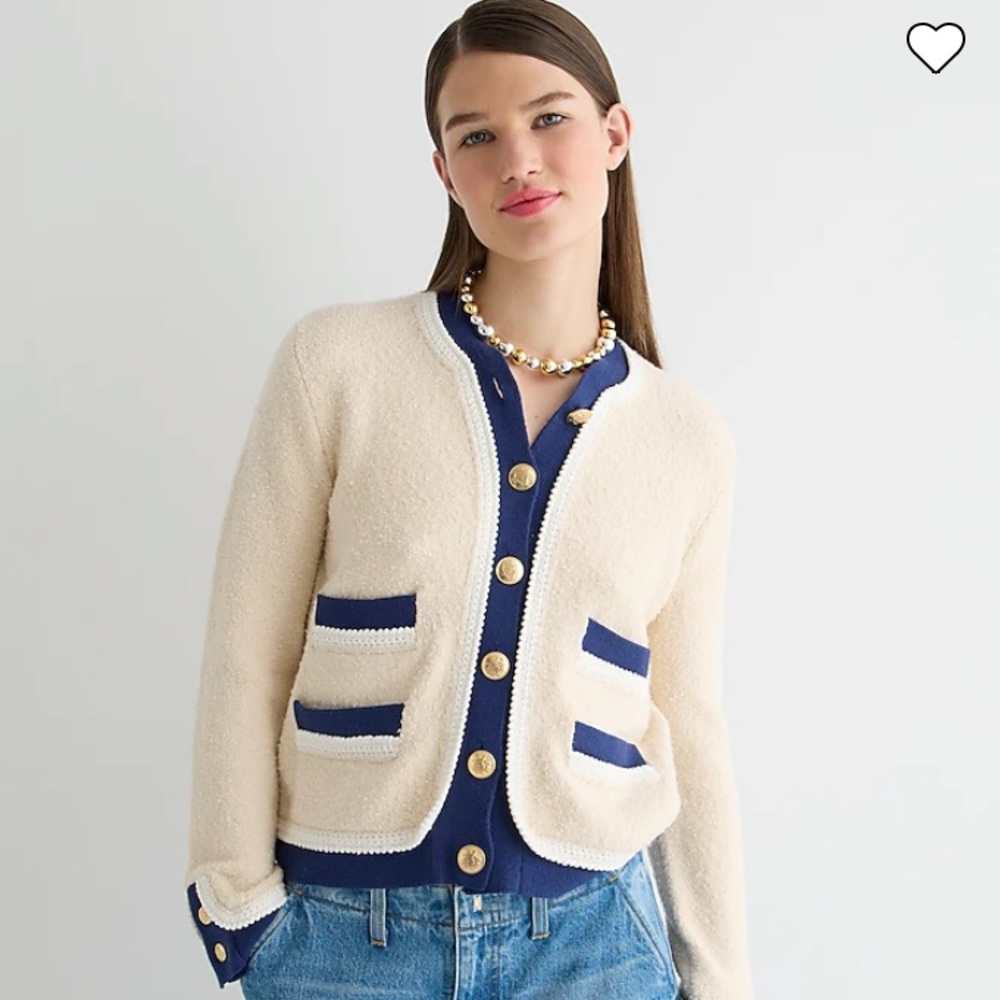 J. Crew Cream and Blue Cardigan Sweater
